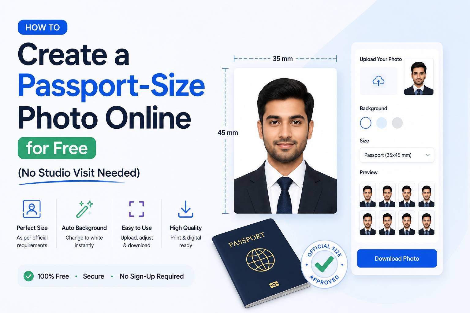 How to Create a Passport-Size Photo Online for Free (No Studio Visit Needed)